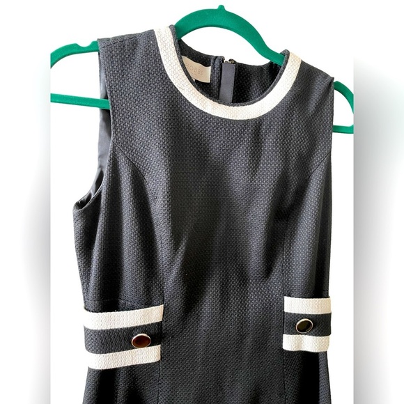 Kate Middleton style HOBBS Black White Sleeveless MIDI Aline Dress Size 8 - Picture 3 of 7